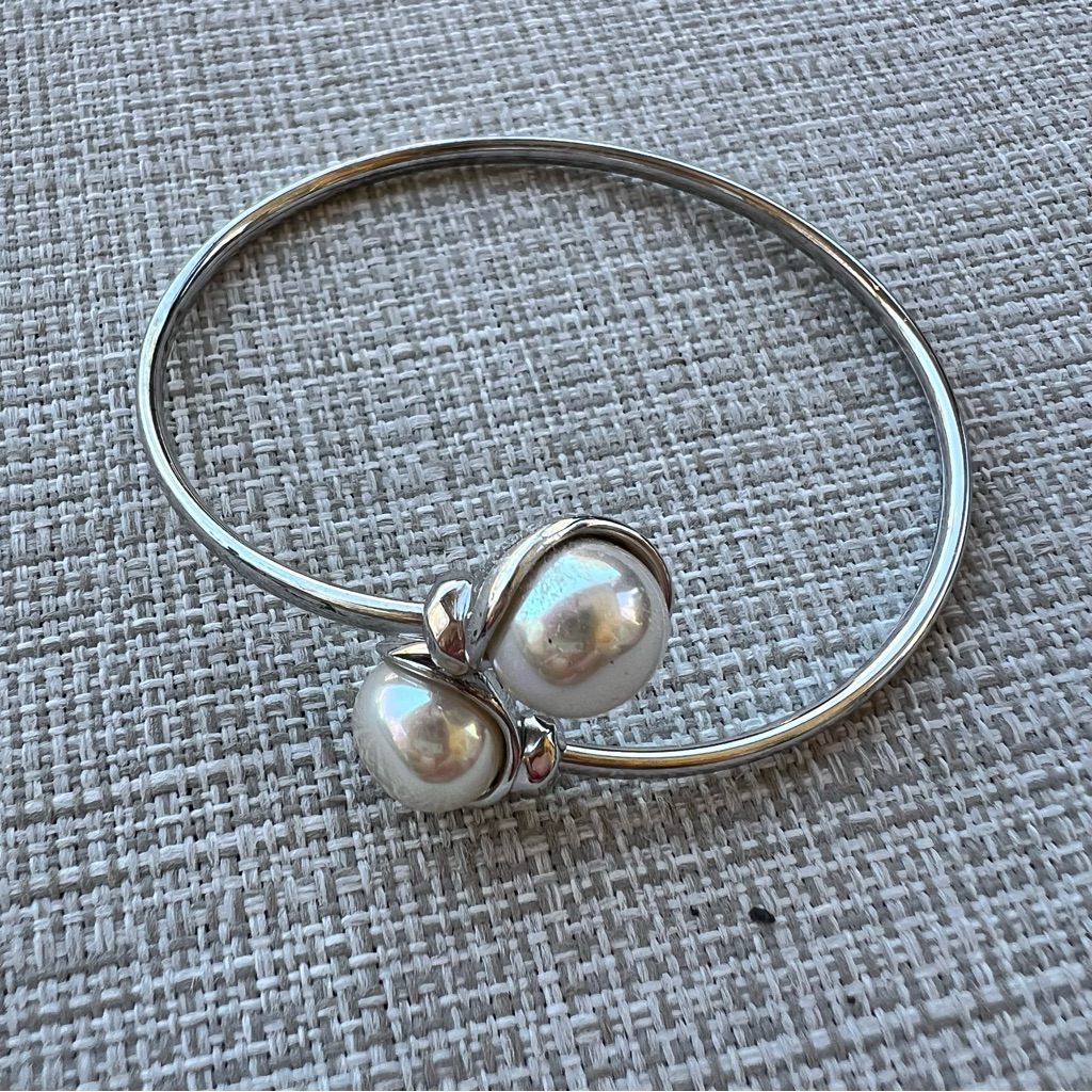 Majorica Alina Pearl Cuff Bracelet Sterling Silver 925 Made In Spain Reg: $197